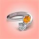 4 - Jianna 6.00 mm Cushion Citrine and Round Forever One Moissanite 2 Stone Promise Ring 