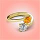 4 - Jianna 6.00 mm Cushion Citrine and Round Forever One Moissanite 2 Stone Promise Ring 