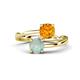 1 - Jianna 6.00 mm Cushion Citrine and Round Opal 2 Stone Promise Ring 