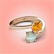 4 - Jianna 6.00 mm Cushion Citrine and Round Opal 2 Stone Promise Ring 