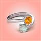 4 - Jianna 6.00 mm Cushion Citrine and Round Opal 2 Stone Promise Ring 