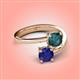 4 - Jianna 6.00 mm Cushion London Blue Topaz and Round Blue Sapphire 2 Stone Promise Ring 