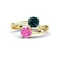 1 - Jianna 6.00 mm Cushion London Blue Topaz and Round Lab Created Pink Sapphire 2 Stone Promise Ring 