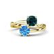1 - Jianna 6.00 mm Cushion London Blue Topaz and Round Blue Topaz 2 Stone Promise Ring 
