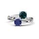 1 - Jianna 6.00 mm Cushion London Blue Topaz and Round Iolite 2 Stone Promise Ring 