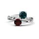 1 - Jianna 6.00 mm Cushion London Blue Topaz and Round Red Garnet 2 Stone Promise Ring 