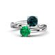 1 - Jianna 6.00 mm Cushion London Blue Topaz and Round Emerald 2 Stone Promise Ring 