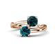 1 - Jianna 6.00 mm Cushion London Blue Topaz and Round Blue Diamond 2 Stone Promise Ring 
