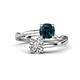 1 - Jianna 6.00 mm Cushion London Blue Topaz and IGI Certified Round Lab Grown Diamond 2 Stone Promise Ring 