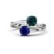 1 - Jianna 6.00 mm Cushion London Blue Topaz and Round Blue Sapphire 2 Stone Promise Ring 