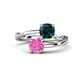 1 - Jianna 6.00 mm Cushion London Blue Topaz and Round Lab Created Pink Sapphire 2 Stone Promise Ring 