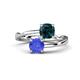 1 - Jianna 6.00 mm Cushion London Blue Topaz and Round Tanzanite 2 Stone Promise Ring 