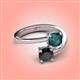 4 - Jianna 6.00 mm Cushion London Blue Topaz and Round Black Diamond 2 Stone Promise Ring 