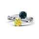 1 - Jianna 6.00 mm Cushion London Blue Topaz and Round Yellow Diamond 2 Stone Promise Ring 