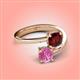 4 - Jianna 6.00 mm Cushion Red Garnet and Round Lab Created Pink Sapphire 2 Stone Promise Ring 
