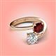 4 - Jianna 6.00 mm Cushion Red Garnet and IGI Certified Round Lab Grown Diamond 2 Stone Promise Ring 