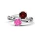 1 - Jianna 6.00 mm Cushion Red Garnet and Round Lab Created Pink Sapphire 2 Stone Promise Ring 
