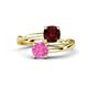 1 - Jianna 6.00 mm Cushion Red Garnet and Round Lab Created Pink Sapphire 2 Stone Promise Ring 