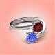 4 - Jianna 6.00 mm Cushion Red Garnet and Round Tanzanite 2 Stone Promise Ring 