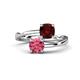 1 - Jianna 6.00 mm Cushion Red Garnet and Round Pink Tourmaline 2 Stone Promise Ring 