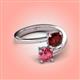 4 - Jianna 6.00 mm Cushion Red Garnet and Round Pink Tourmaline 2 Stone Promise Ring 