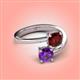 4 - Jianna 6.00 mm Cushion Red Garnet and Round Amethyst 2 Stone Promise Ring 