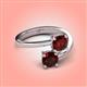 4 - Jianna 6.00 mm Cushion and Round Red Garnet 2 Stone Promise Ring 