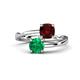 1 - Jianna 6.00 mm Cushion Red Garnet and Round Emerald 2 Stone Promise Ring 