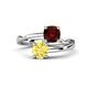 1 - Jianna 6.00 mm Cushion Red Garnet and Round Lab Created Yellow Sapphire 2 Stone Promise Ring 