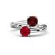 1 - Jianna 6.00 mm Cushion Red Garnet and Round Ruby 2 Stone Promise Ring 
