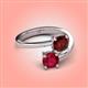 4 - Jianna 6.00 mm Cushion Red Garnet and Round Ruby 2 Stone Promise Ring 