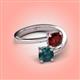 4 - Jianna 6.00 mm Cushion Red Garnet and Round London Blue Topaz 2 Stone Promise Ring 