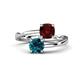 1 - Jianna 6.00 mm Cushion Red Garnet and Round Blue Diamond 2 Stone Promise Ring 