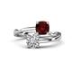 1 - Jianna 6.00 mm Cushion Red Garnet and Round Forever Brilliant Moissanite 2 Stone Promise Ring 