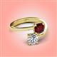 4 - Jianna 6.00 mm Cushion Red Garnet and Round Forever Brilliant Moissanite 2 Stone Promise Ring 