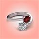 4 - Jianna 6.00 mm Cushion Red Garnet and Round Forever One Moissanite 2 Stone Promise Ring 