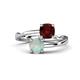 1 - Jianna 6.00 mm Cushion Red Garnet and Round Opal 2 Stone Promise Ring 