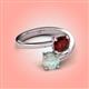 4 - Jianna 6.00 mm Cushion Red Garnet and Round Opal 2 Stone Promise Ring 