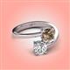 4 - Jianna 6.00 mm Cushion Smoky Quartz and IGI Certified Round Lab Grown Diamond 2 Stone Promise Ring 