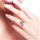 3 - Jianna 6.00 mm Cushion Smoky Quartz and Round Lab Created Pink Sapphire 2 Stone Promise Ring 