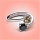 4 - Jianna 6.00 mm Cushion Smoky Quartz and Round Black Diamond 2 Stone Promise Ring 
