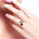 3 - Jianna 6.00 mm Cushion Smoky Quartz and Round Ruby 2 Stone Promise Ring 