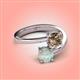 4 - Jianna 6.00 mm Cushion Smoky Quartz and Round Opal 2 Stone Promise Ring 