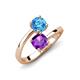 5 - Jianna 6.00 mm Cushion Amethyst and Round Blue Topaz 2 Stone Promise Ring 
