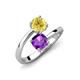 5 - Jianna 6.00 mm Cushion Amethyst and Round Lab Created Yellow Sapphire 2 Stone Promise Ring 
