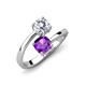 5 - Jianna 6.00 mm Cushion Amethyst and Round Forever One Moissanite 2 Stone Promise Ring 