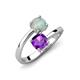5 - Jianna 6.00 mm Cushion Amethyst and Round Opal 2 Stone Promise Ring 