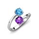 5 - Jianna 6.00 mm Cushion Amethyst and Round Blue Topaz 2 Stone Promise Ring 