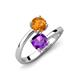 5 - Jianna 6.00 mm Cushion Amethyst and Round Citrine 2 Stone Promise Ring 