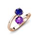 5 - Jianna 6.00 mm Cushion Amethyst and Round Blue Sapphire 2 Stone Promise Ring 